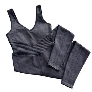 Harmony and Balance Womens XS Gray Seamless Sculpted Ribbed Knit Body - Jumpsuit